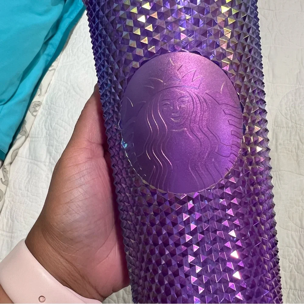 Starbucks Summer 2022 Oil Slick Metallic Purple Studded Venti tumbler - Picture 7 of 8